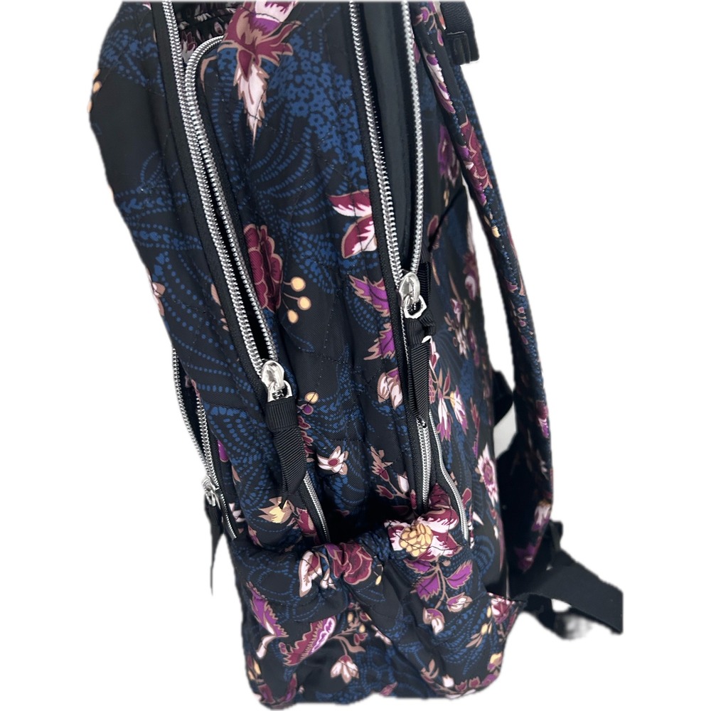 Vera Bradley XL Campus Backpack Women Black Felicity Floral Excellent Quilted - Picture 5 of 16
